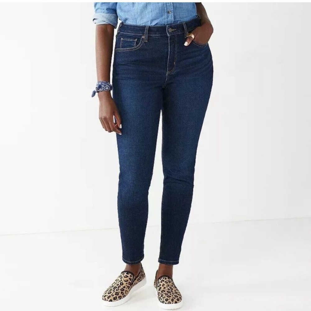 Sonoma Curvy Skinny Jeans Womens 12 Blue Dark Wash High Rise Stretch